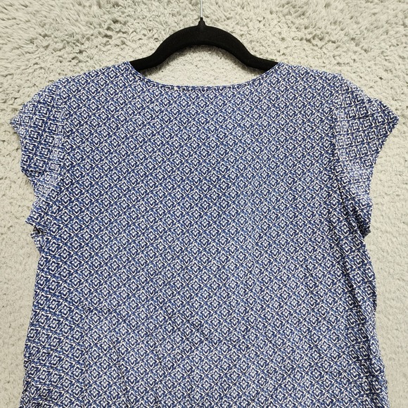 Cynthia Rowley 100% Silk Top Womens S Blue Floral Geometric Lightweight Blouse - Picture 7 of 10